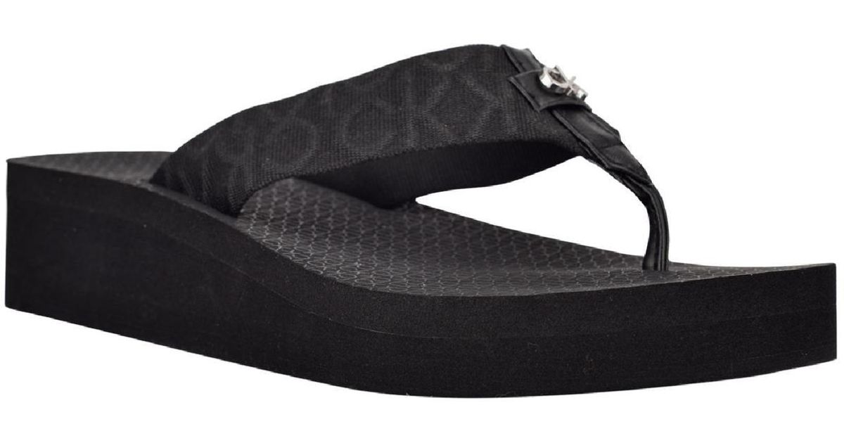 Calvin Klein Meena Logo Thong Slide Sandals in Black Lyst