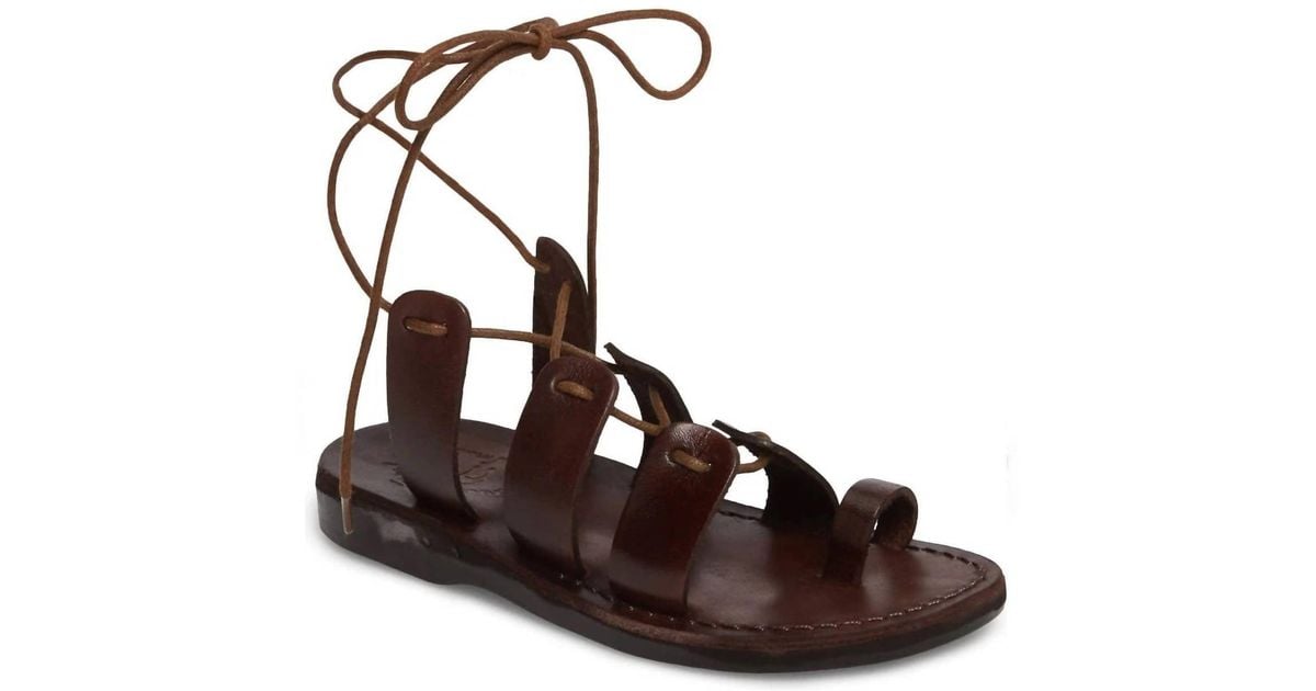 Jerusalem Sandals Leather Lace Up Sandal Deborah In Brown Lyst