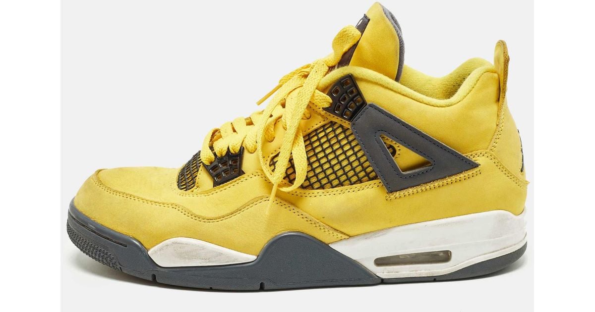 Air Jordans 4 Retro Size 45 Nubuck Leather High Top Sneakers in Yellow ...