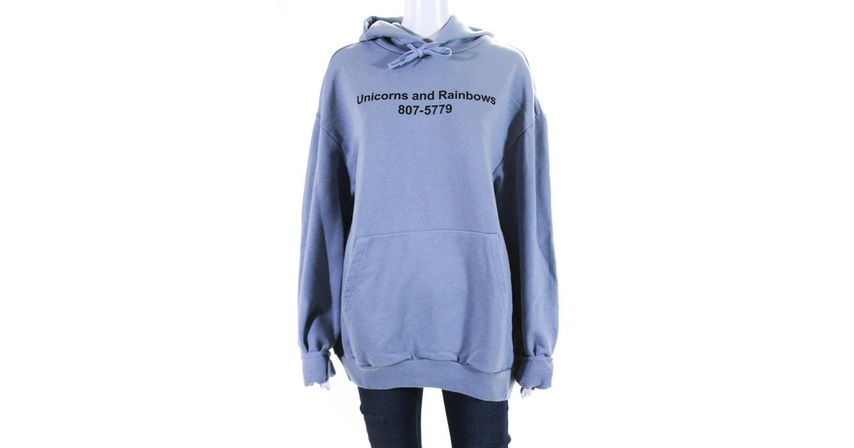 Vetements Unicorns Rainbows Oversize Hoodie Sweatshirt Light Xs in Blue Lyst