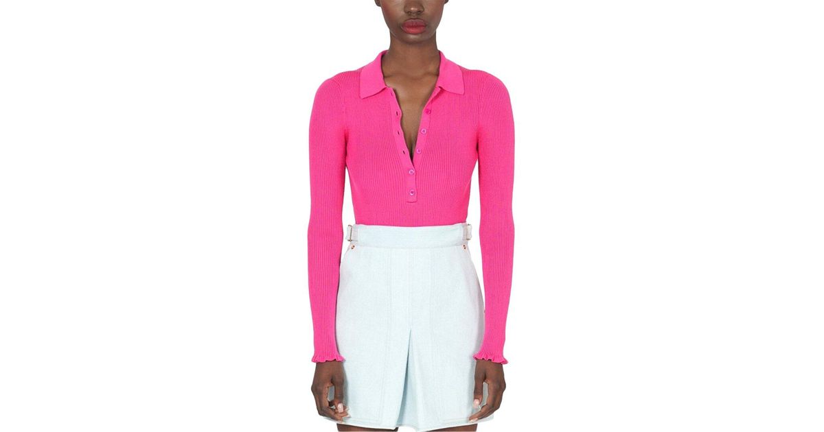 Carolina Herrera Knit Polo Shirt in Pink | Lyst