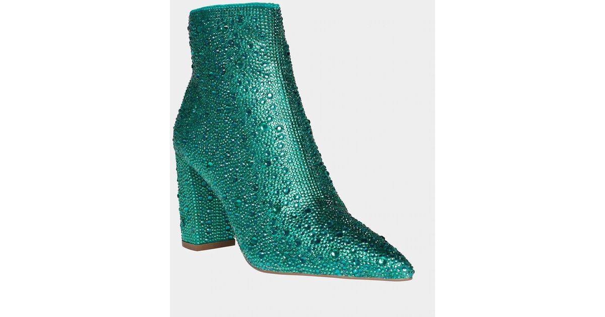 Betsey Johnson Cady Rhinestone Bootie I in Green Lyst