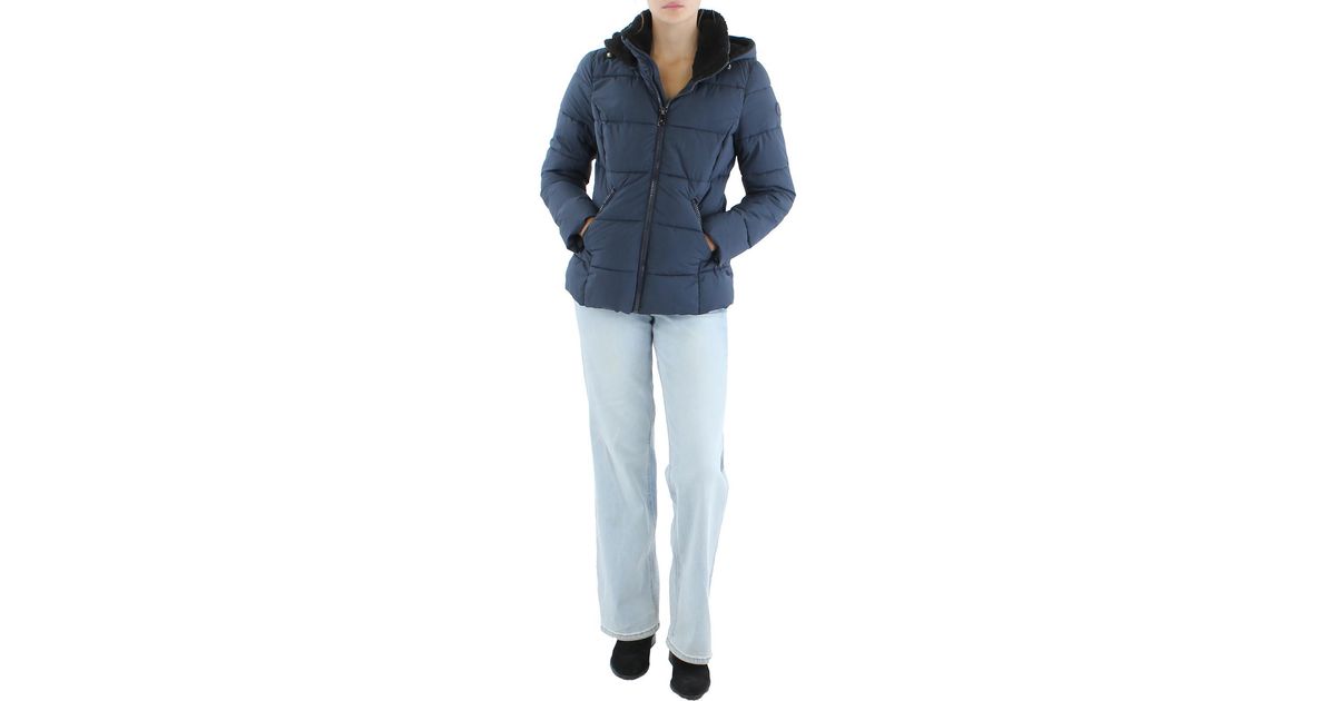 Kenneth Cole Sherpa Quilted Puffer Jacket in Blue | Lyst