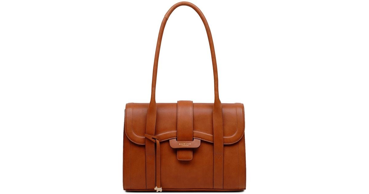 Radley Leather Devonport Mews Medium Flapover Shoulder in Brown Lyst