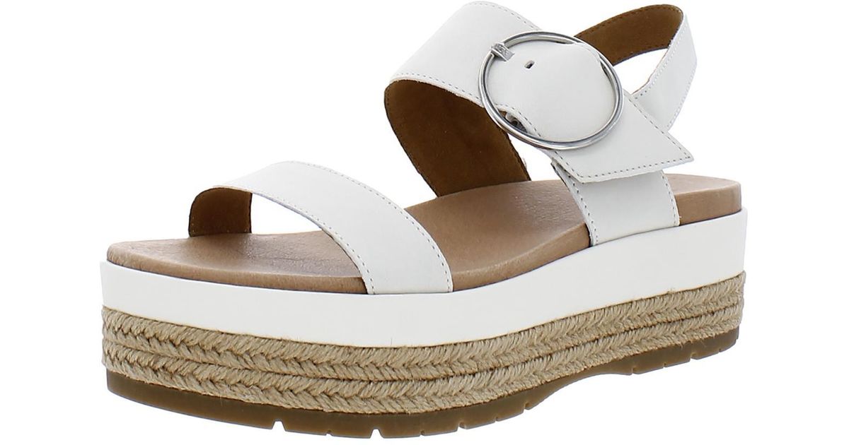 UGG April Leather Espadrille Wedge Sandals in Metallic | Lyst