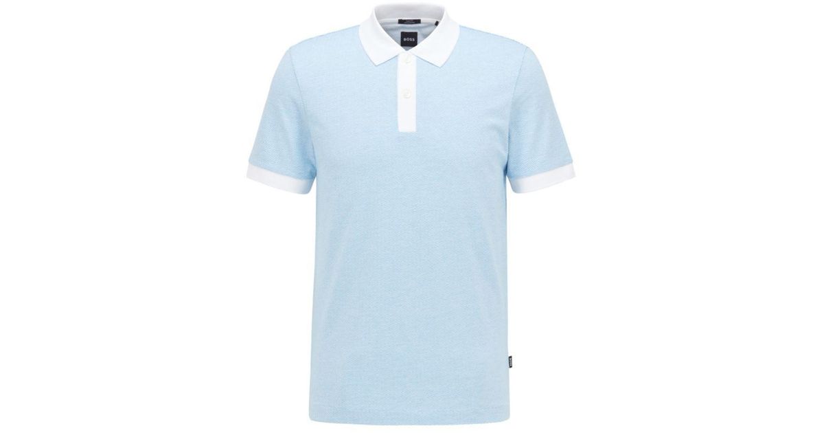 BOSS by HUGO BOSS Cotton Hugo - Slim Fit Polo Shirt In Mercerized Patterned  Cotto in Blue for Men | Lyst