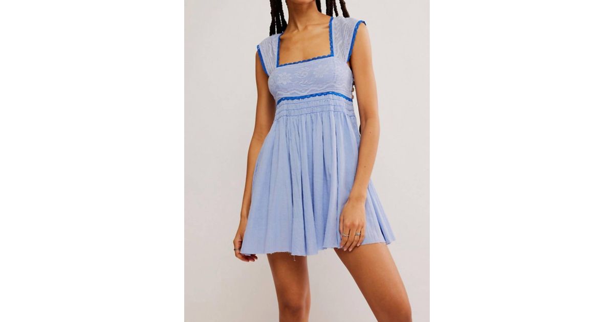 Free People Heartland Mini Dress in Blue | Lyst