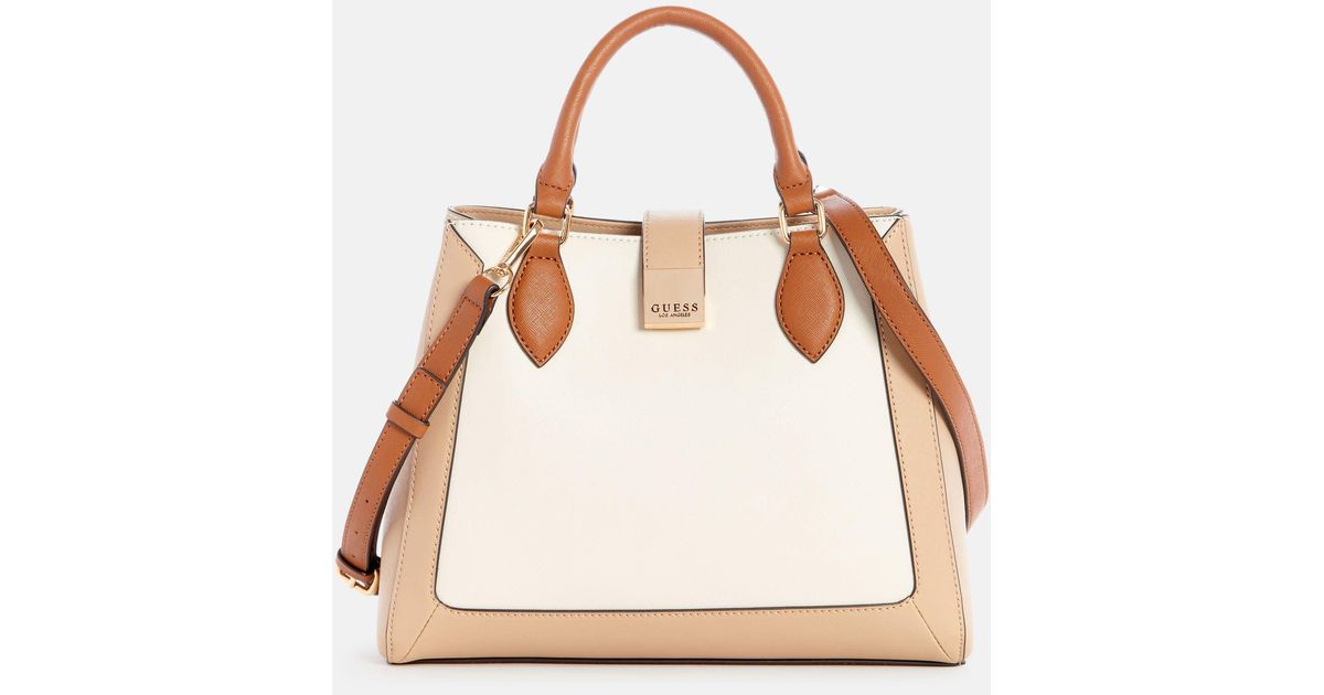 Color block top satchel