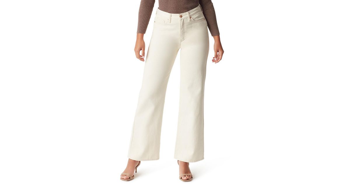 Sam Edelman Codie High Rise Textured Wide Leg Jeans in White Lyst