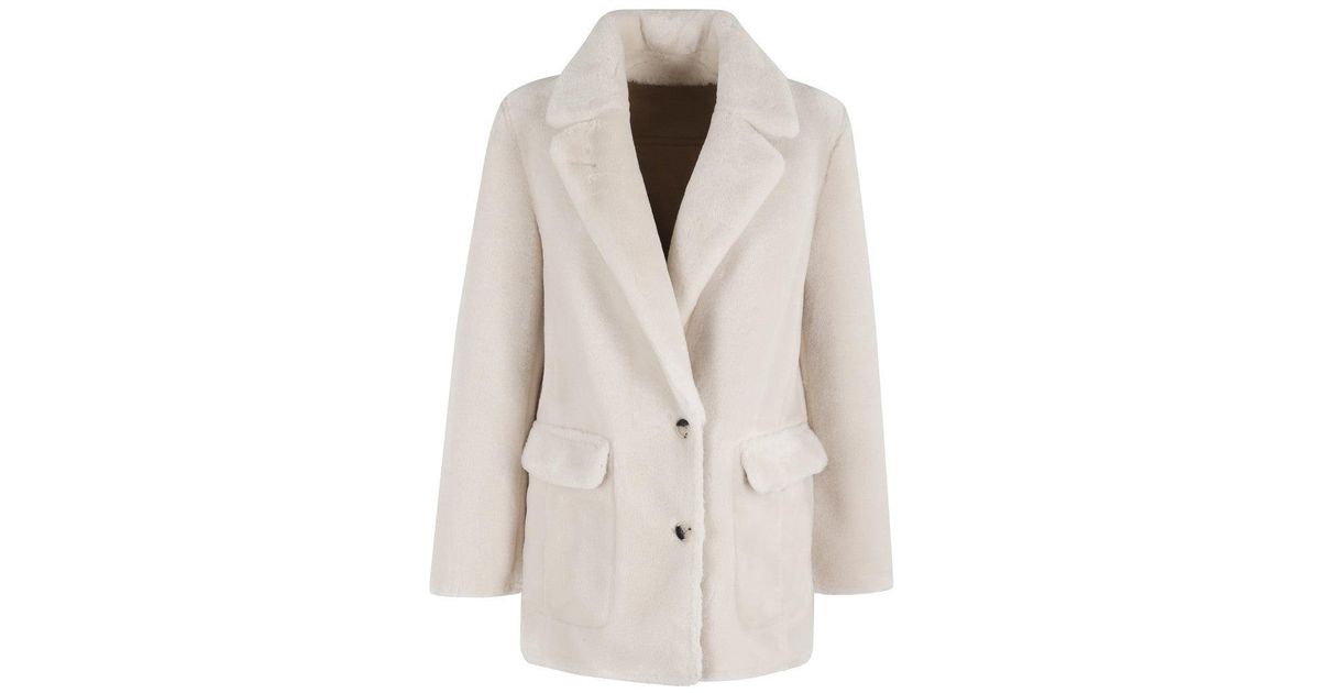 Urbancode Reversible Cream Faux Fur Short Coat in Natural | Lyst