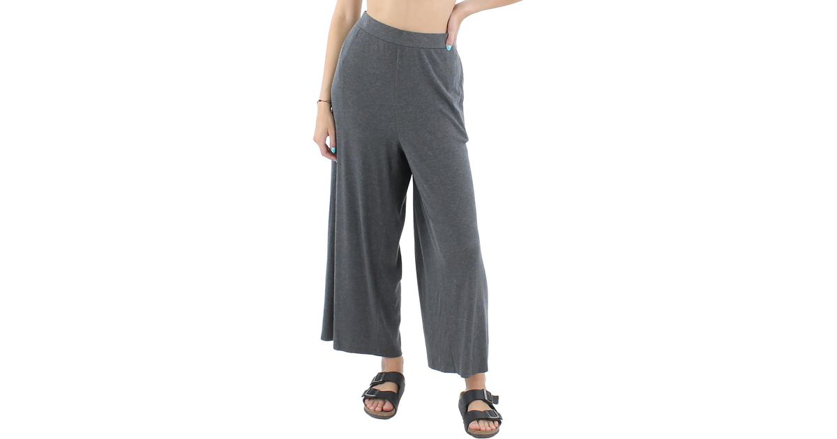 Eileen Fisher Wide Leg Knit Cropped Pants in Gray Lyst