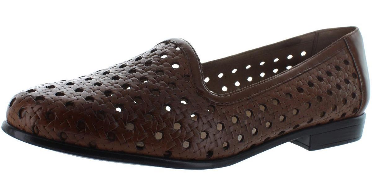 Trotters Liz Open Weave Leather Loafers in Brown | Lyst