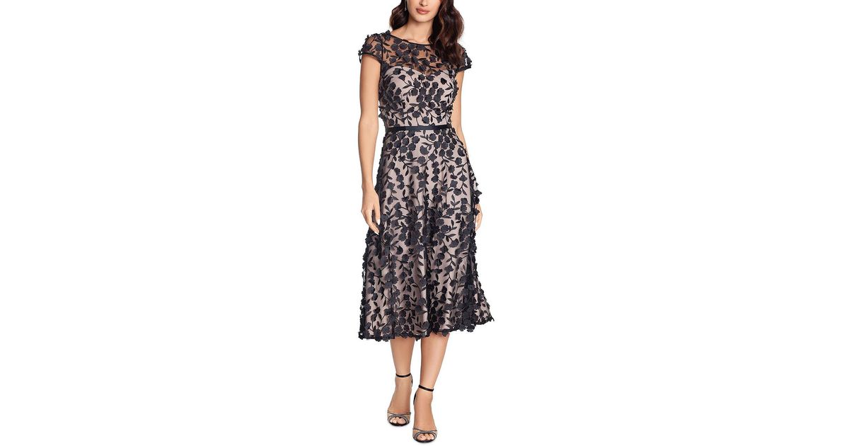 Xscape Mesh Floral Midi Dress in Black Lyst
