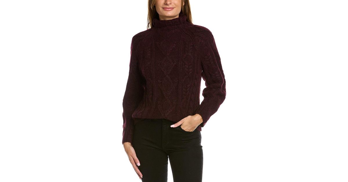 Vince Aran Raglan Mock Neck Alpaca & Woolblend Sweater in Brown Lyst