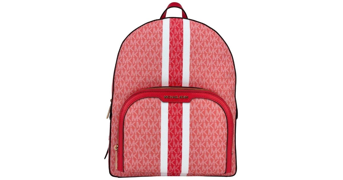 Michael Kors Leather Jaycee Grapefruit Multi Large Zip Pocket Backpack