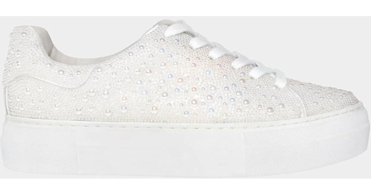Betsey Johnson Sidny Pearl Rhinestone Platform Sneakers I in Natural | Lyst