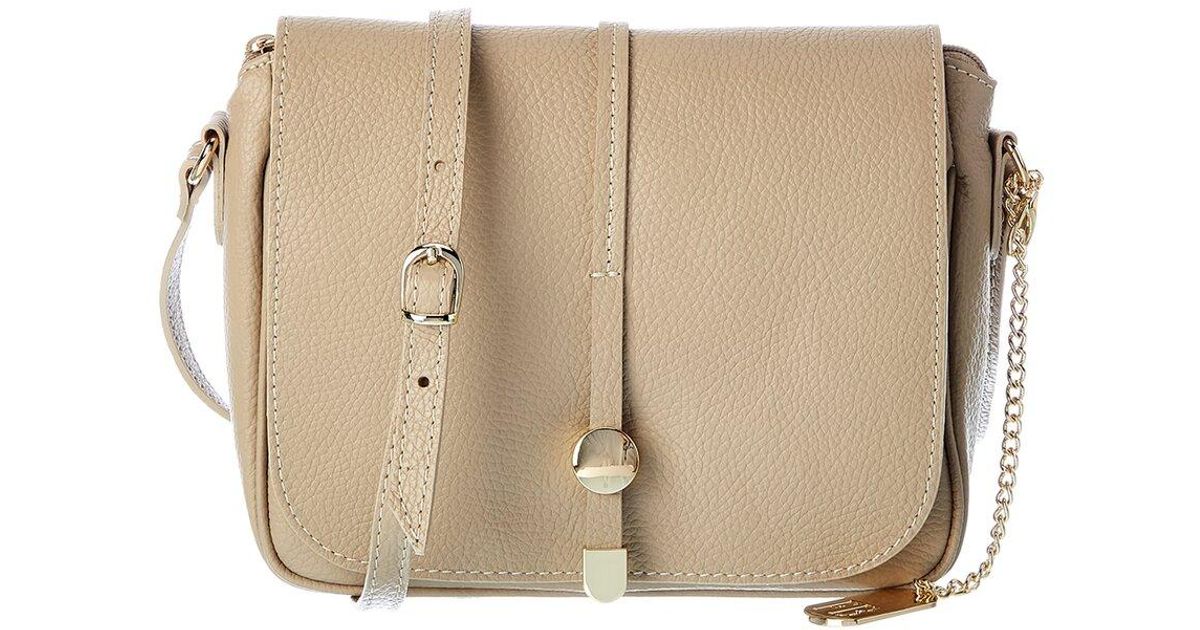 Italian Leather Fb Leather Crossbody in Beige (Natural) | Lyst