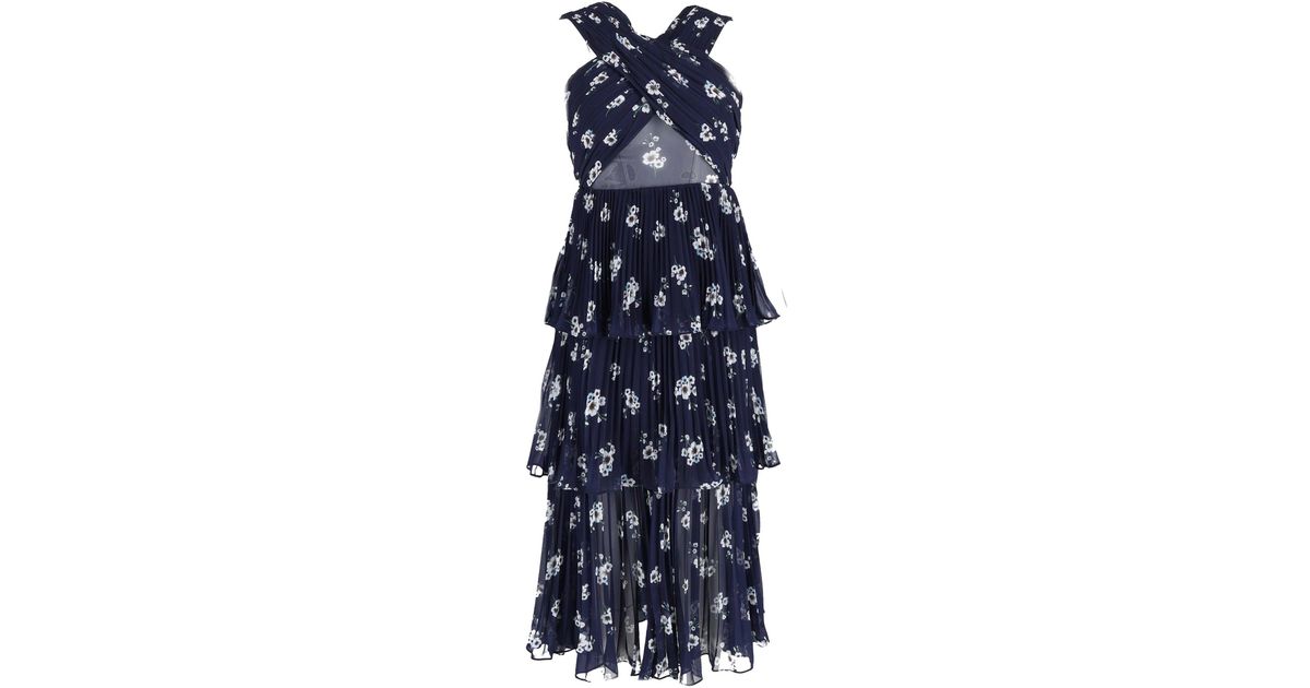 Floral Printed Dress With Side Pleats