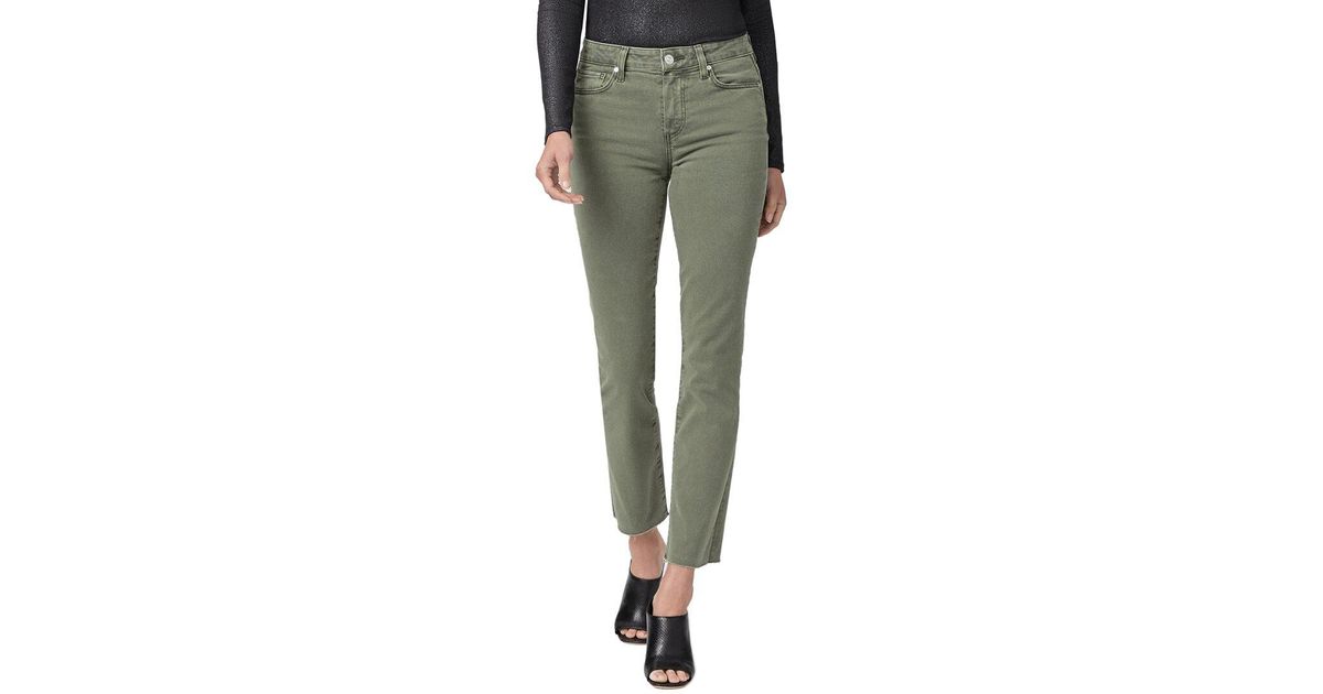 PAIGE Denim Cindy Vintage Brushed Olive High Rise Straight Ankle Jean