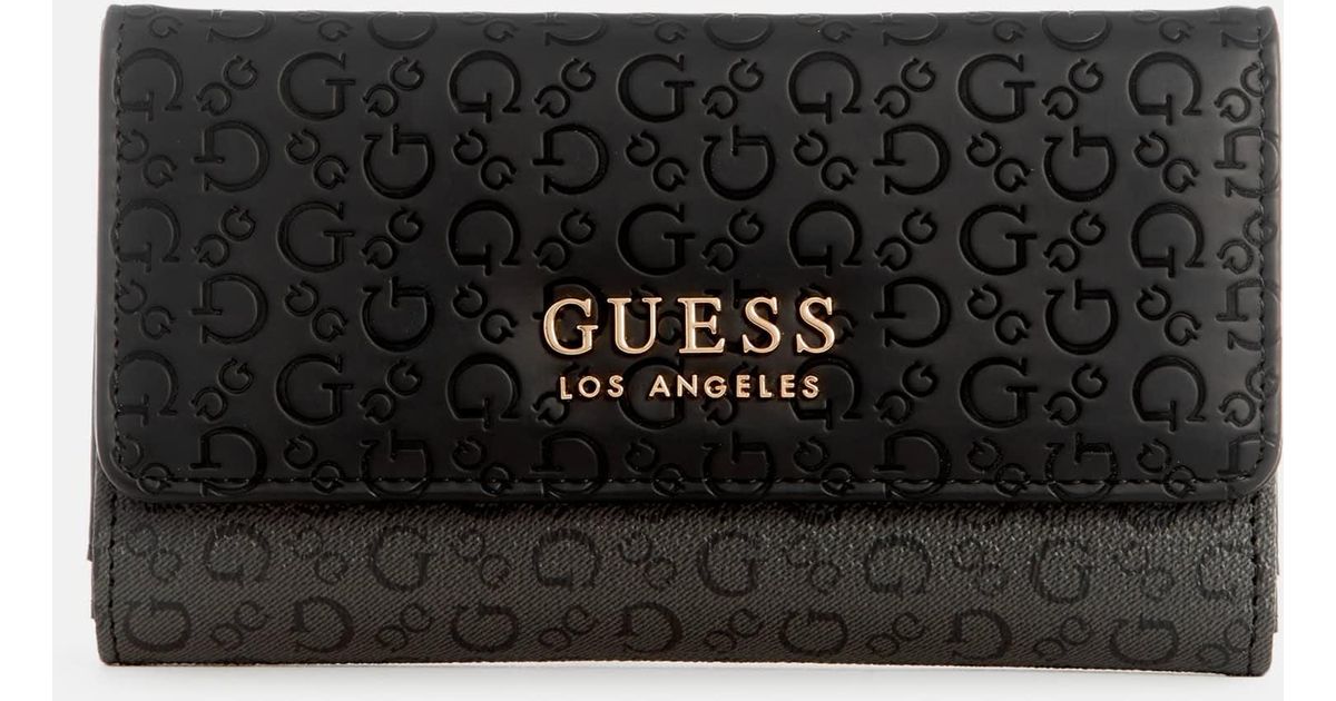 Guess Factory Daxton Slim Logo Clutch Wallet in Black | Lyst
