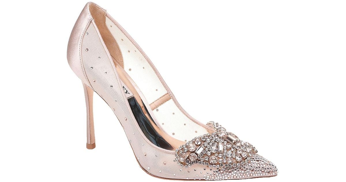 Badgley Mischka Quintana Mesh Embellished Pumps in Pink Lyst