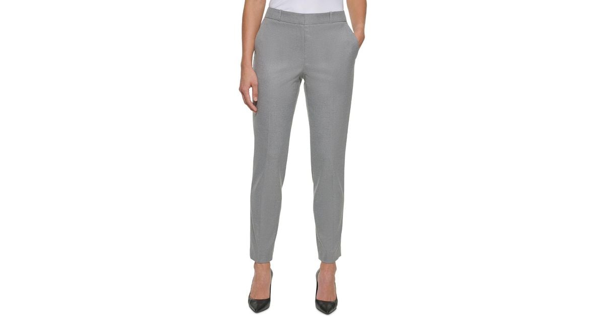 DKNY Petites Essex Heathered Work Dress Pants in Gray Lyst