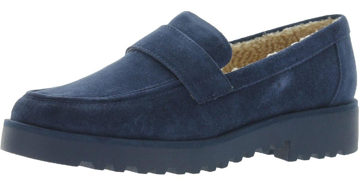 Franco Sarto Carol 2 Slip On Leather Loafers in Blue | Lyst