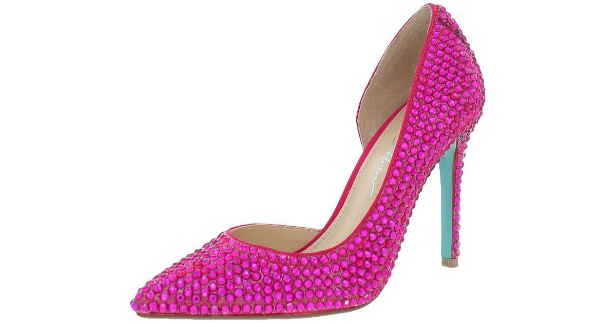 Betsey Johnson Hazil Rhinestone Embellished D'orsay Heels in Pink | Lyst