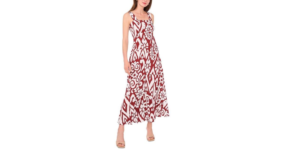 Cutout Back Printed Square Neck Maxi Dress