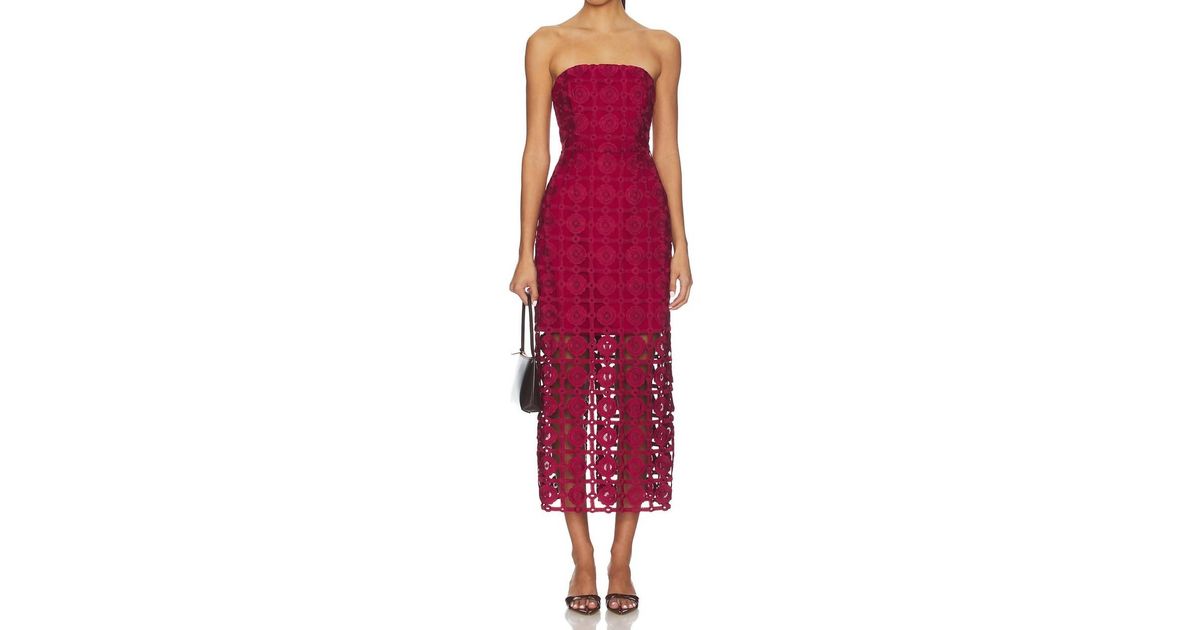 MILLY Kait Tile Lace Dress in Red | Lyst