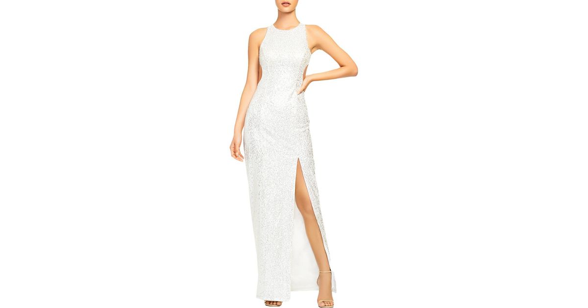 Aidan By Aidan Mattox Cut-out Sequined Evening Dress in White | Lyst