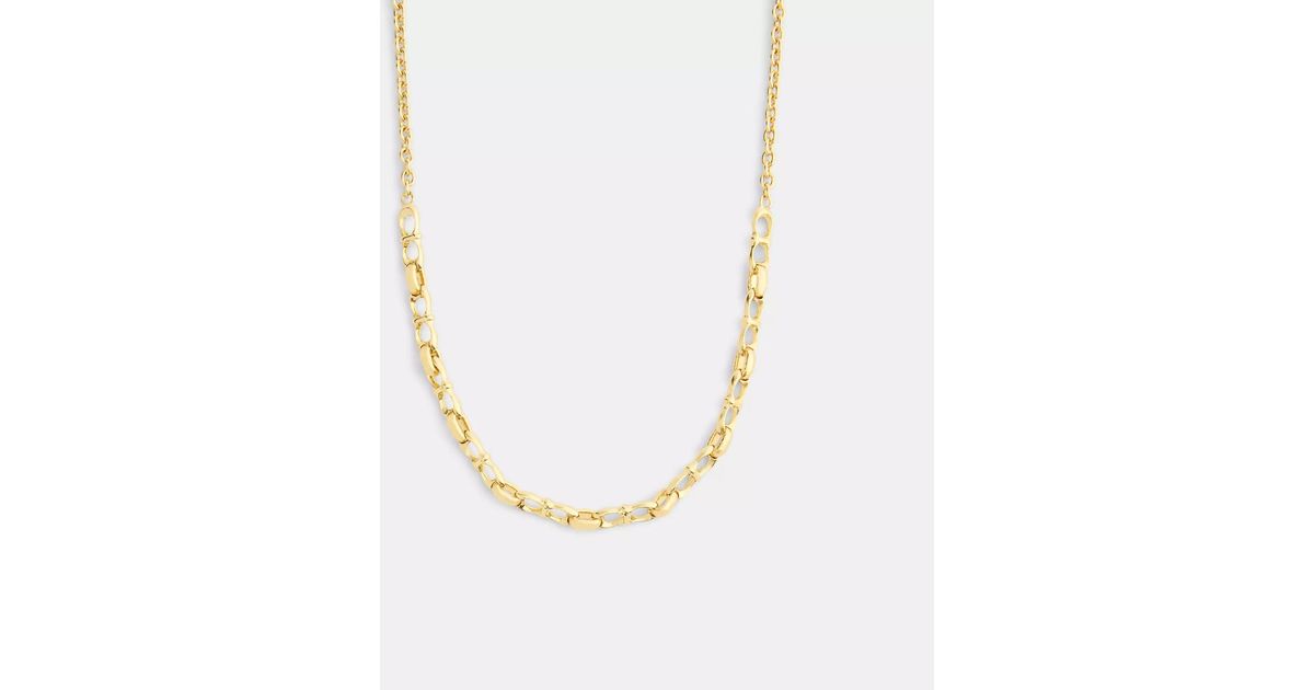 COACH Signature Chain Link Necklace in Metallic | Lyst