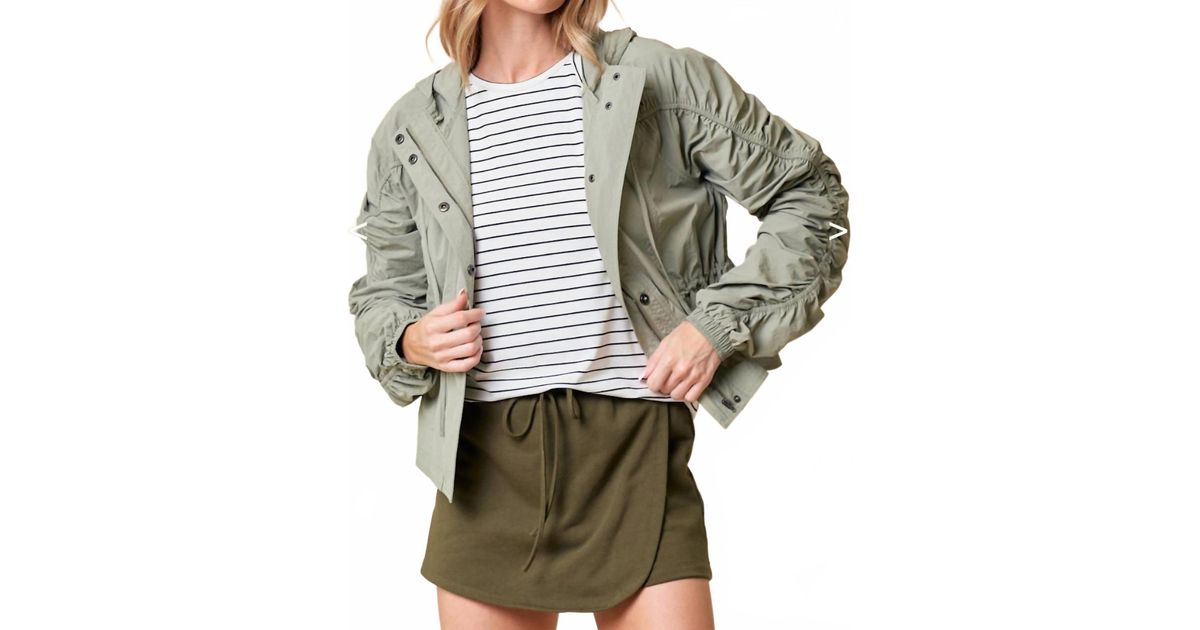 Doe And Rae Cinched Sleeve Parachute Jacket in Gray | Lyst