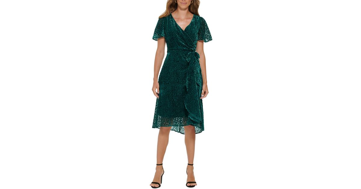 DKNY Velvet Knee Wrap Dress in Green Lyst