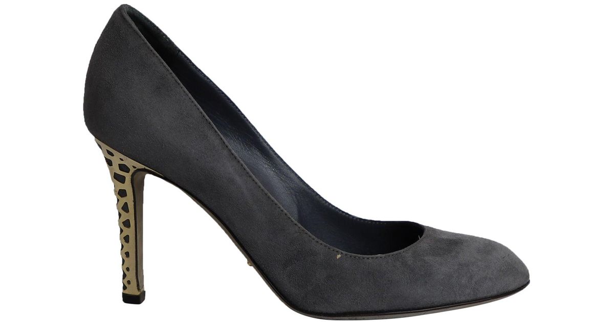 Escarpins SERGIO ROSSI En Cuir Beige - Taille 5 US Femme, Talon Carré - Occasion Bon état