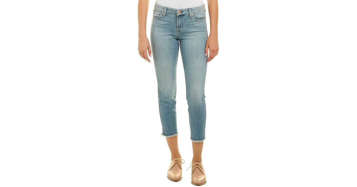 7 For All Mankind Kimmie Dsht Crop in Blue | Lyst