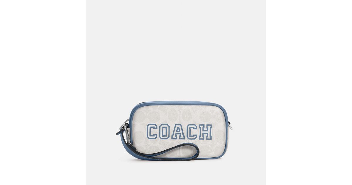 Coach Outlet Jamie Wristlet In Signature Canvas With Varsity Motif in