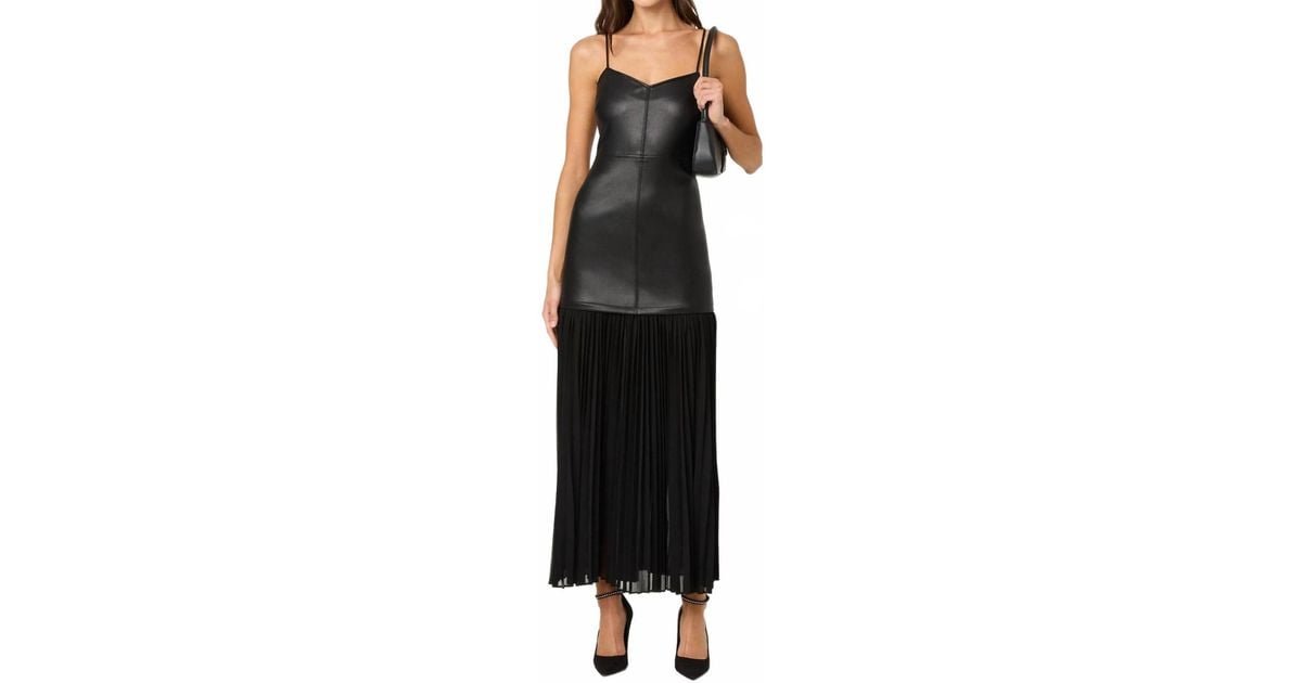 Astr Lezith Faux Leather Maxi Dress in Black | Lyst