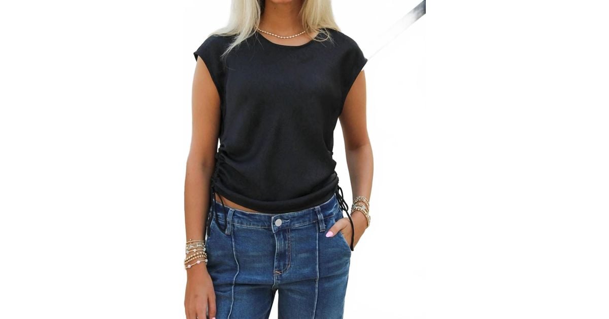 Sadie & Sage Ceremony Ruched Top in Black | Lyst