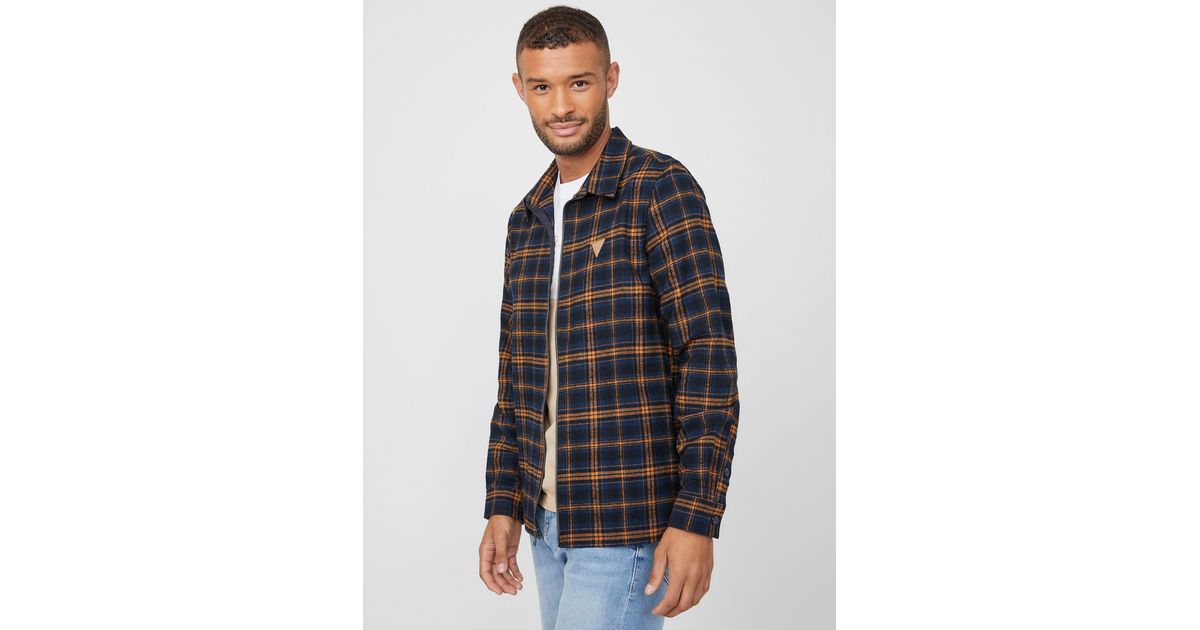Guess Factory Ned Plaid Shirt Jacket in Blue for Men | Lyst