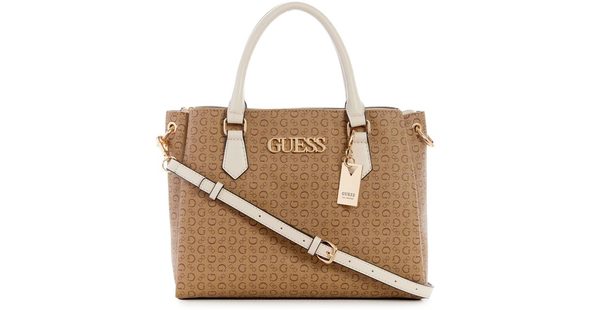 Guess Factory Evie Logo Satchel in Natural Lyst