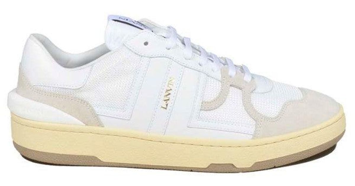 スニーカー Lanvin 'Clay' White Leather Blend Sneakers Leather Curb Sneakers | Lanvin