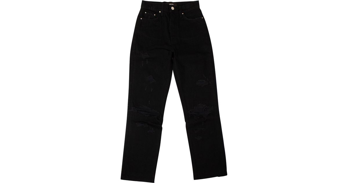 Amiri Thrasher Crop Straight Jeans in Black | Lyst
