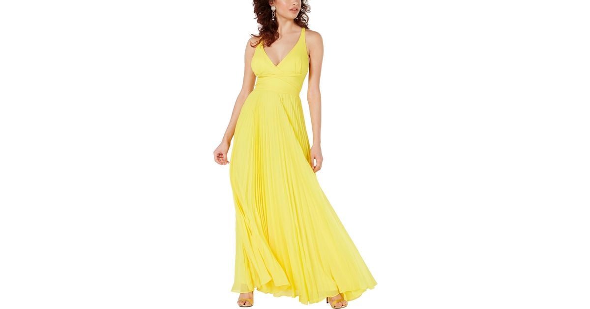 Laundry by Shelli Segal Pleated Open Back Maxi Dress in Yellow Lyst