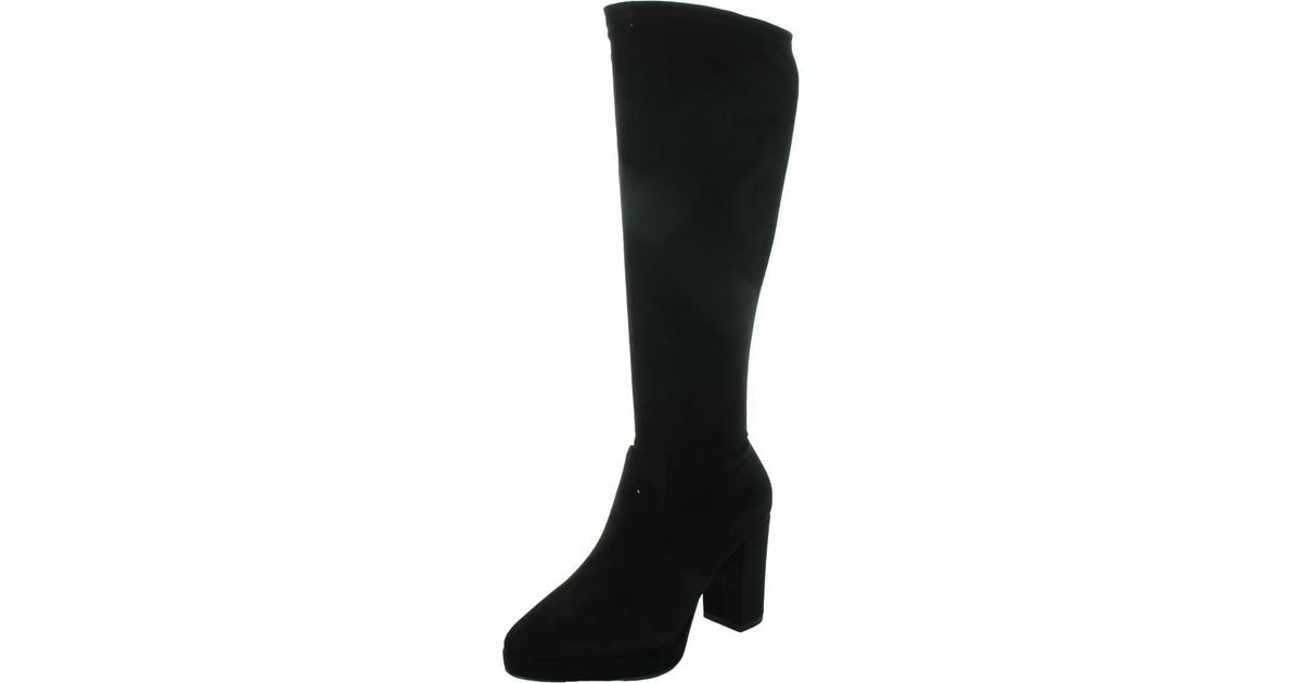 Anne Klein Journey Wide Calf Faux Suede Knee-High Boots in Black | Lyst