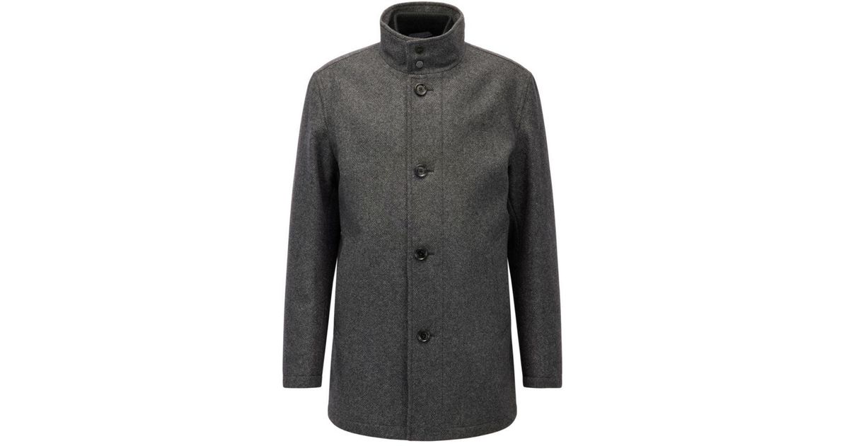 BOSS by HUGO BOSS Hugo - Regular Fit Car Coat In A Wool Blend in Gray for  Men | Lyst
