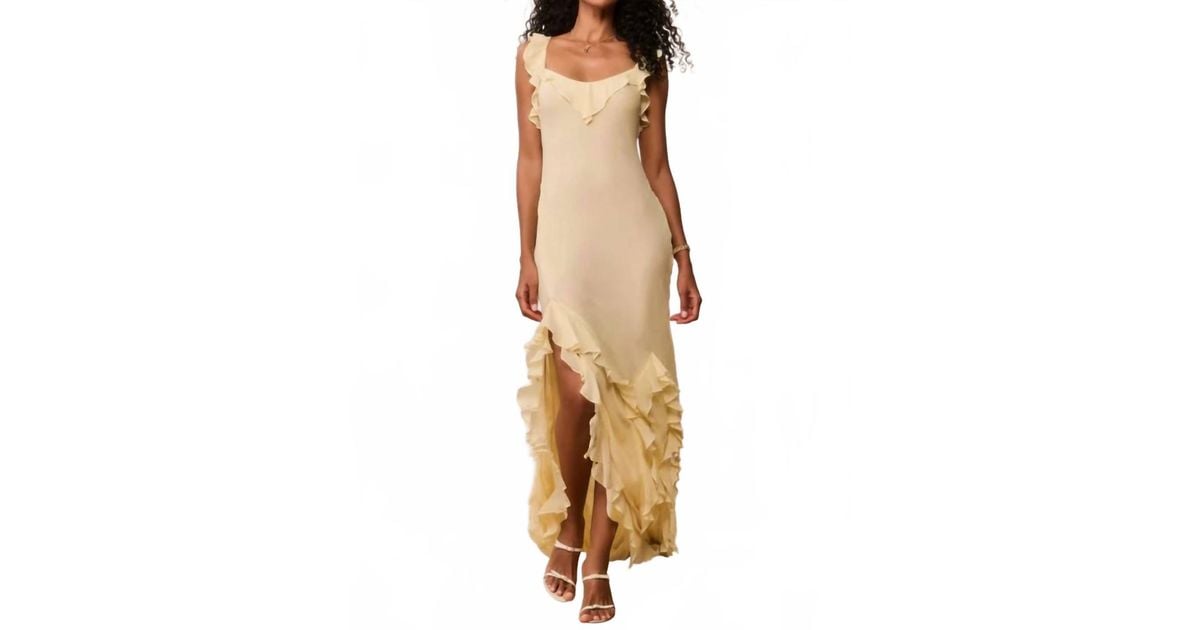 Circular Ruffle Fashion LoveShackFancy Roseline Chiffon Ruffle Maxi Dress in Metallic | Lyst