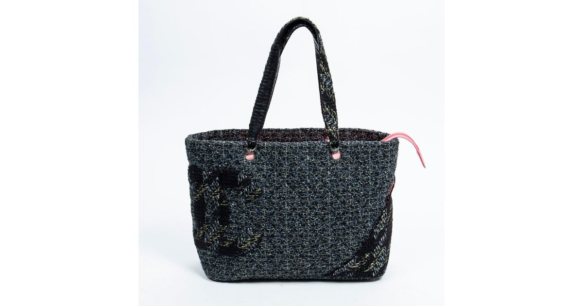 Chanel Cambon Ligne Tweed Tote in Black