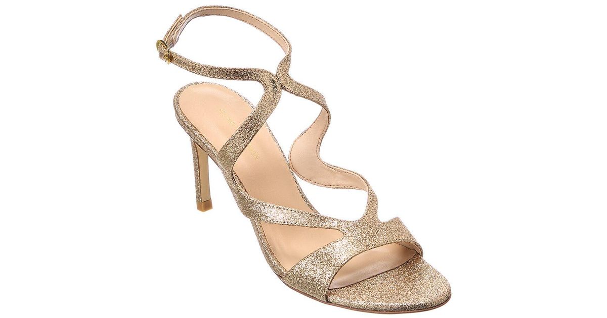 Stuart Weitzman Leather Mariposa 80 Glitter Sandal In Gold Metallic 