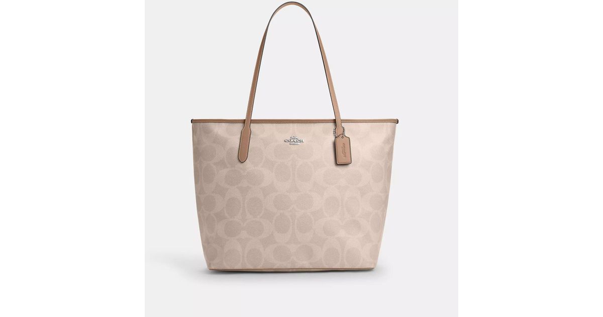 COACH Large City Tote Bag in Natural | Lyst